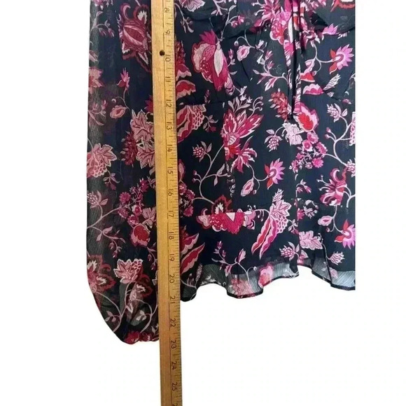 Jessica Simpson Blouse Top Large Sheer Floral Long‎ Sleeve Lined - Picture 8 of 9